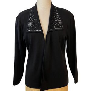 Misook Black Rhinestone Blazer Jacket Acrylic Petite Medium PM